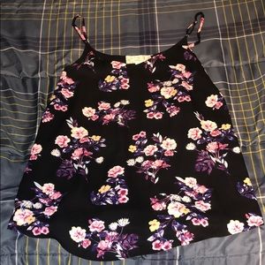 Black floral tank top